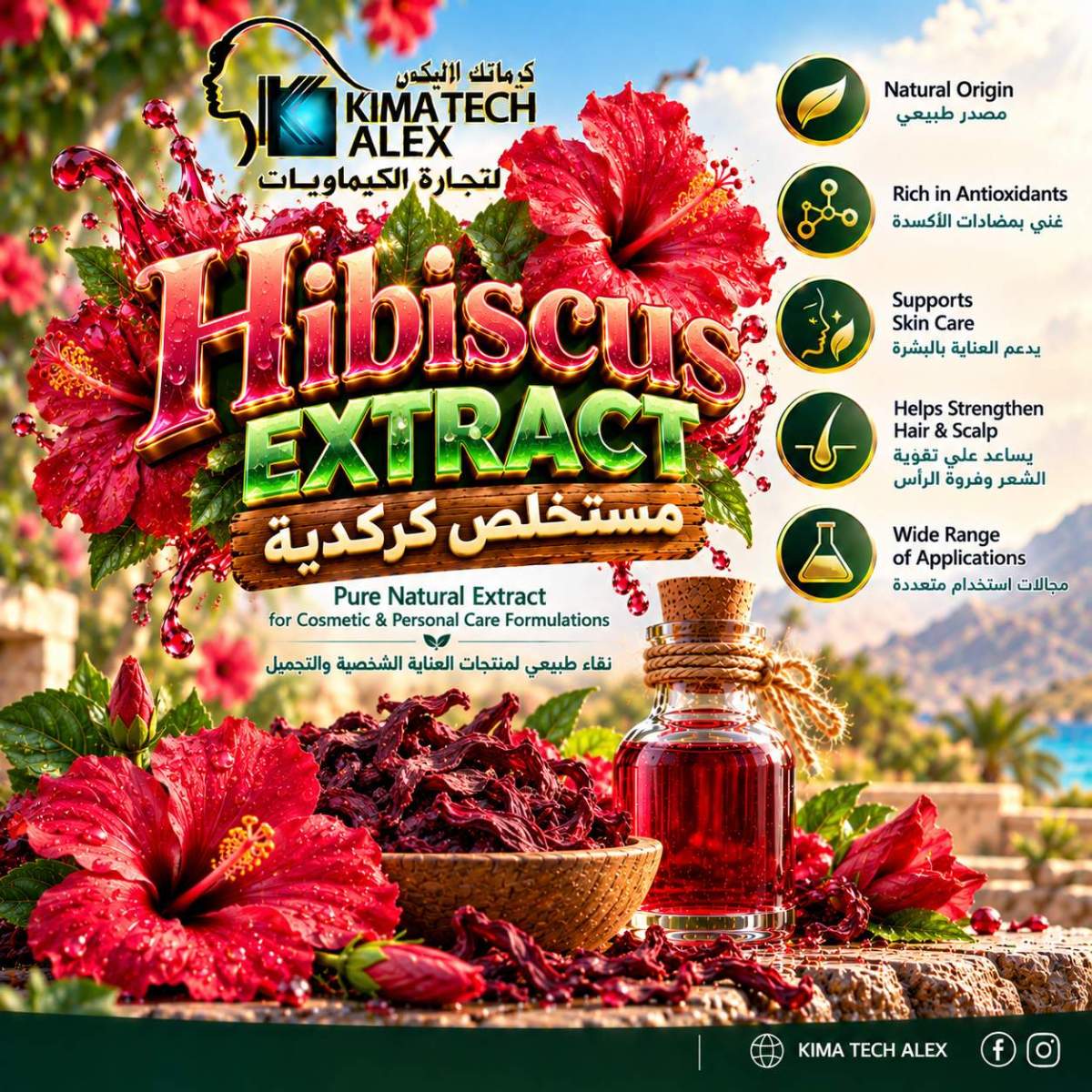 Hibiscus Extract Botanical Beauty Poster Hibiscus extract مستخلص كركدية - Image 1