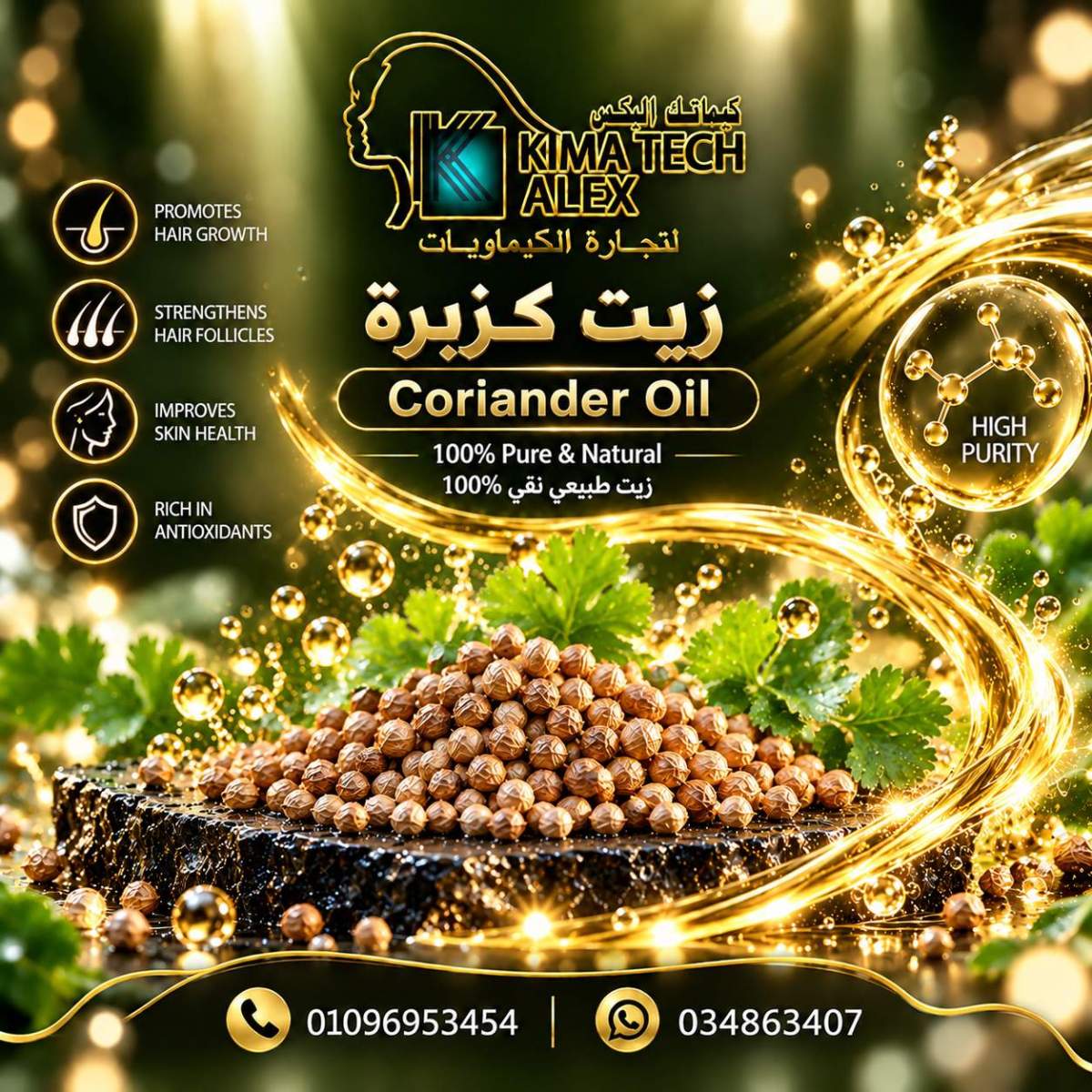 Luxury Coriander Oil Infographic Poster Coriander Oil زيت كزبرة - Image 1
